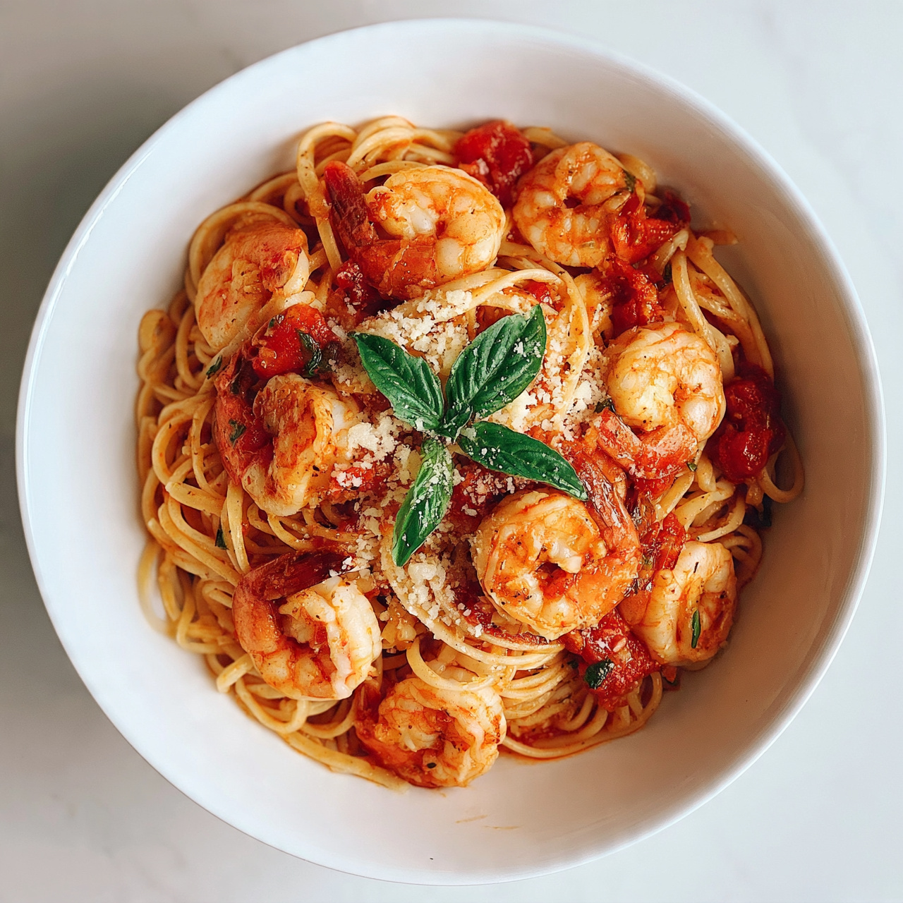 Shrimp Tomato Pasta with Spinach and Sun-Dried Tomatoes
