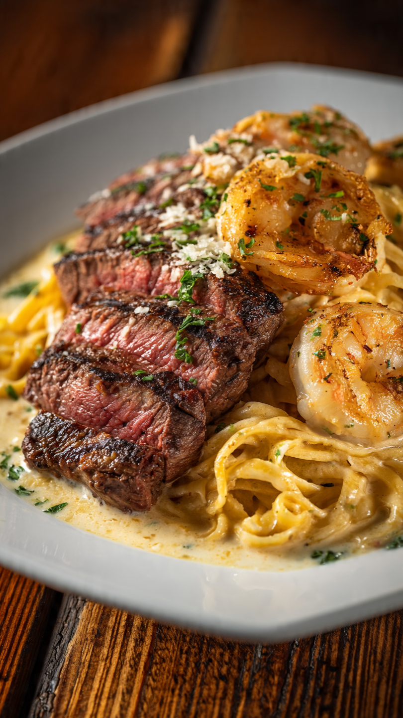 Cajun Steak and Shrimp Pasta (Creamy Blackened Alfredo)