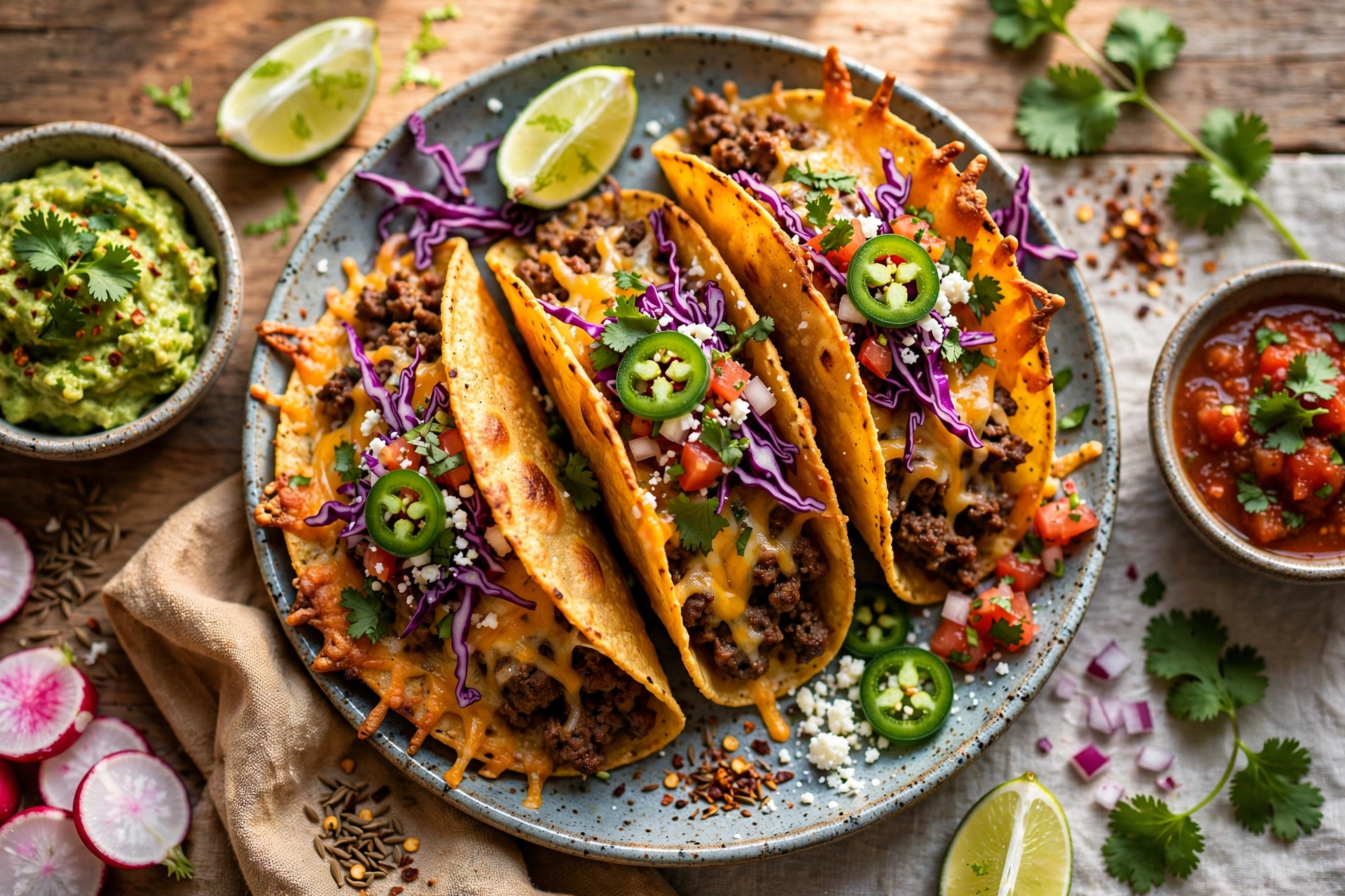 Crispy Baked Beef and Cheese Tacos