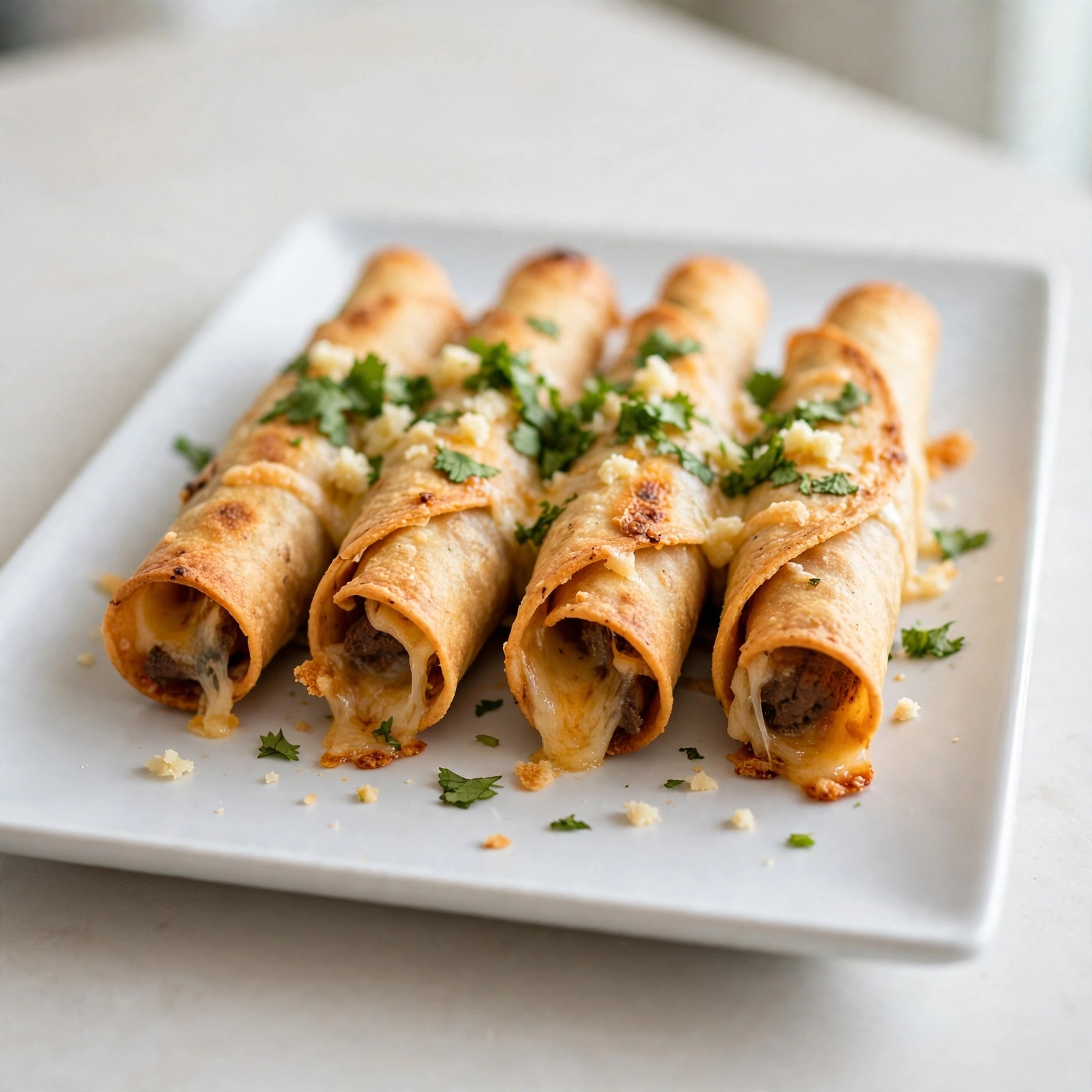 Crispy Cheesy Beef Taquitos