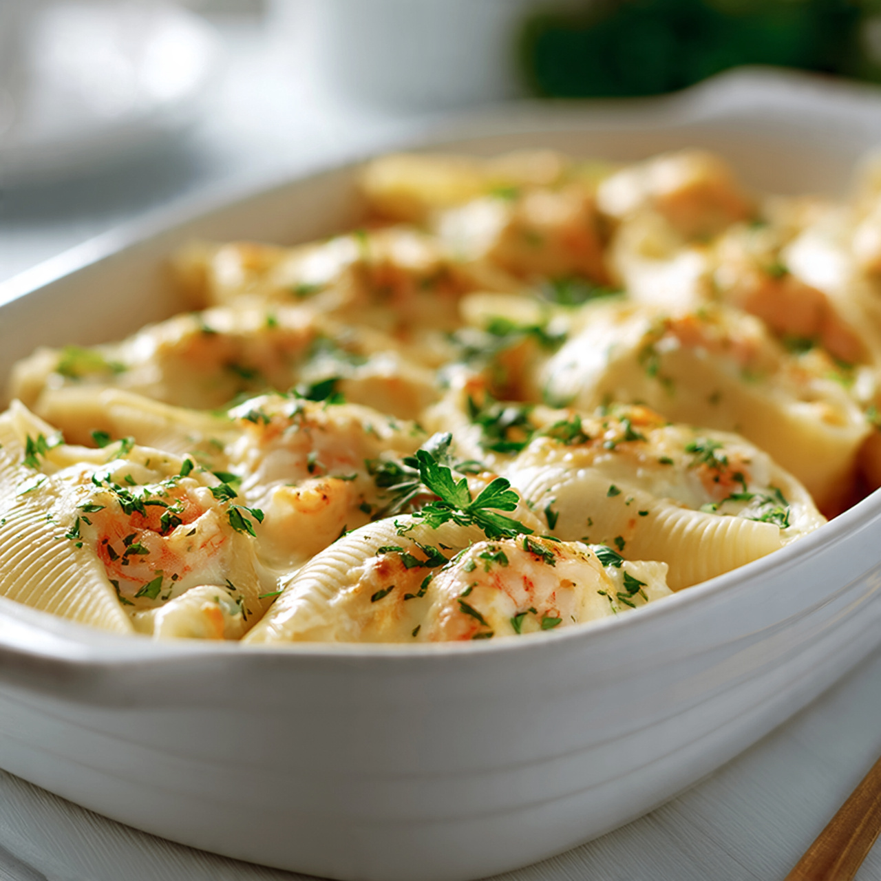 Shrimp Stuffed Shells with Creamy Ricotta and Garlic Butter Sauce