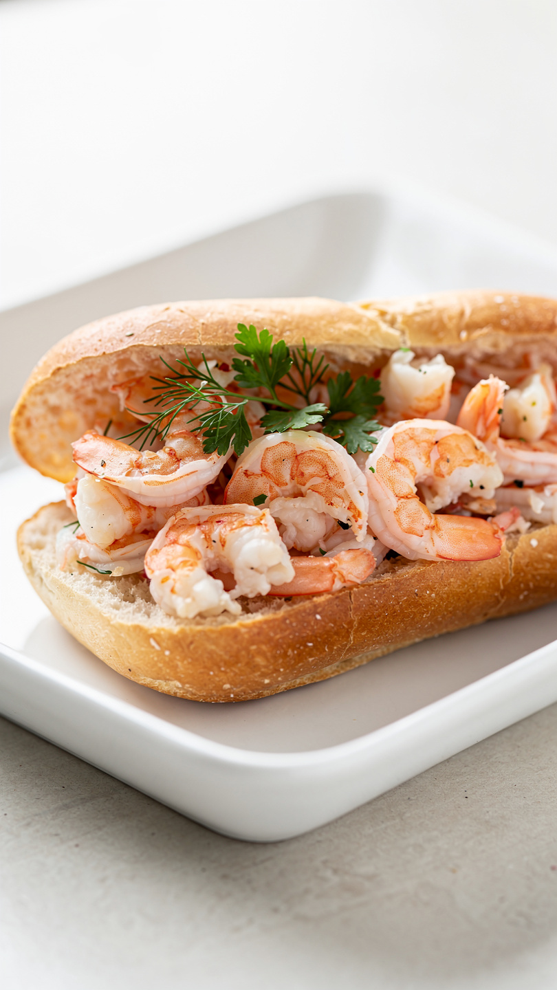 Classic Fried Shrimp Po' Boy Sandwich